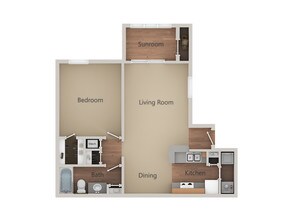 1 Bedroom 1 Bathroom - A2 1613 floor plan
